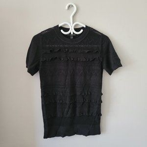 Banana Republic Short Sleeve Open-Stich Knit Sweater - Black